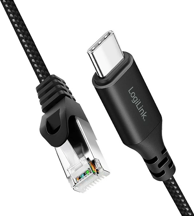 Kabllo Ethernet USB-C LogiLink, USB 3.2 në RJ45, 1 Gbps, 5 m, e zezë/gri