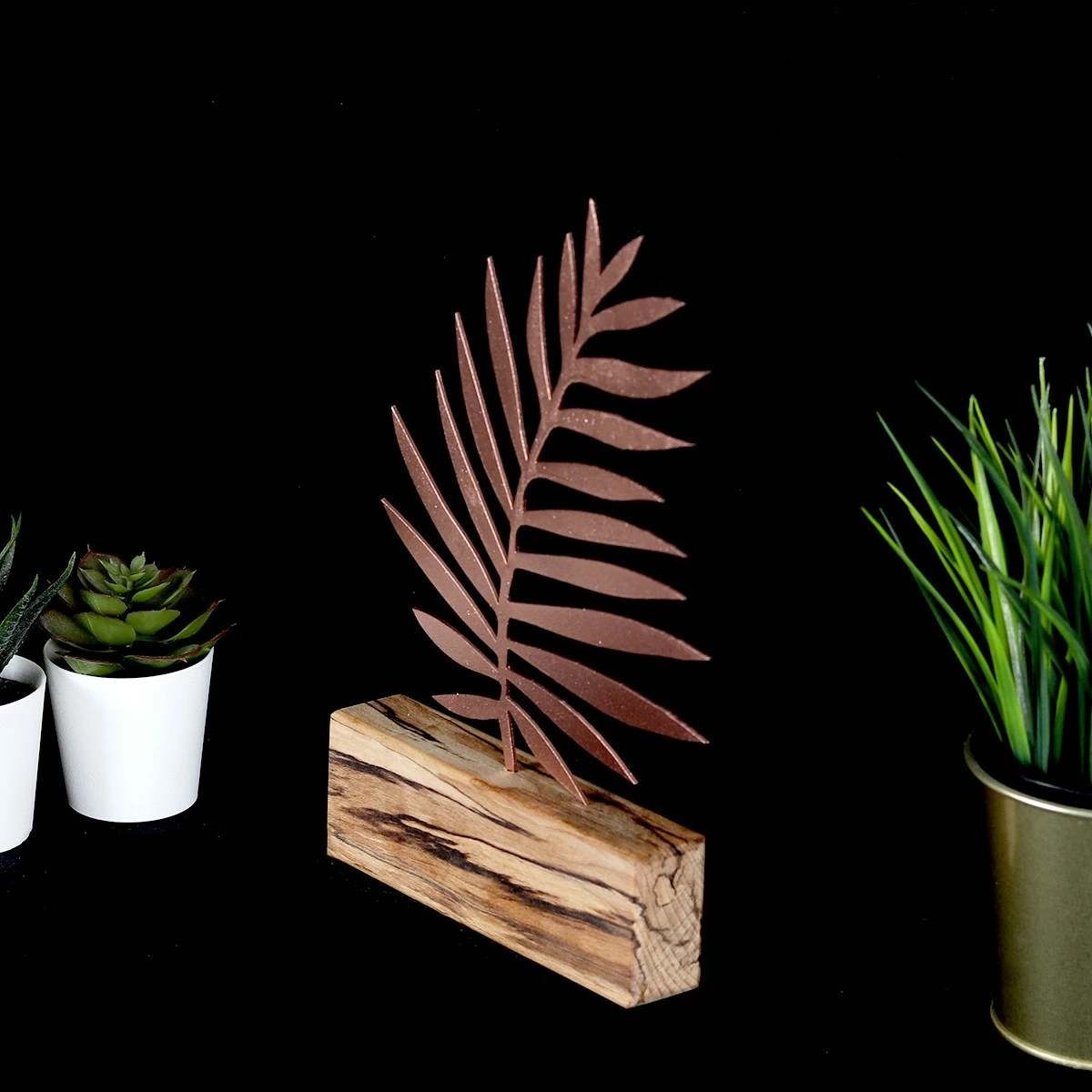 Objekt dekorativ Aberto Design, gjethe palme, bronzi