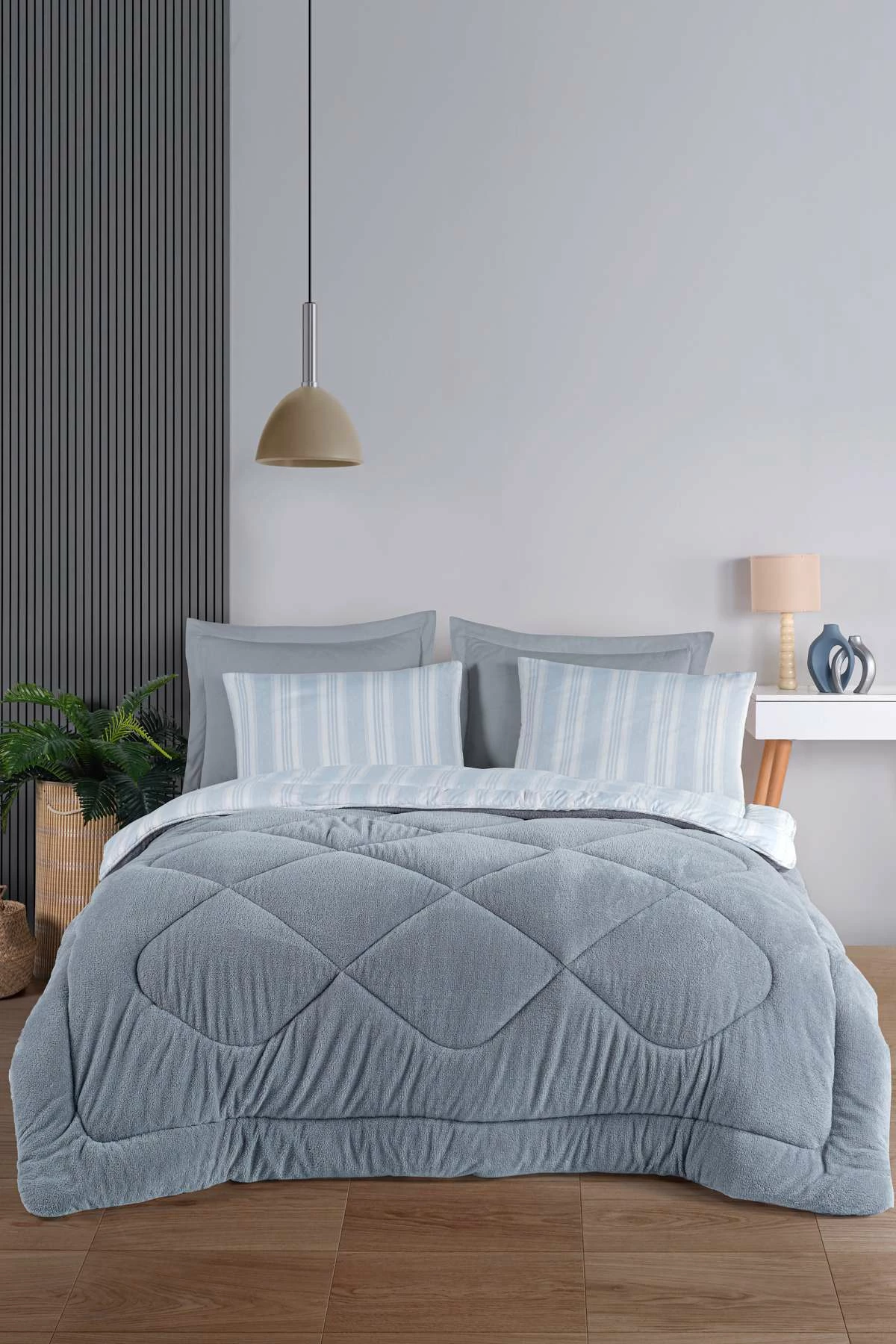 Set gjumi dopio L'essentiel, Soft Line, ngjyrë gri