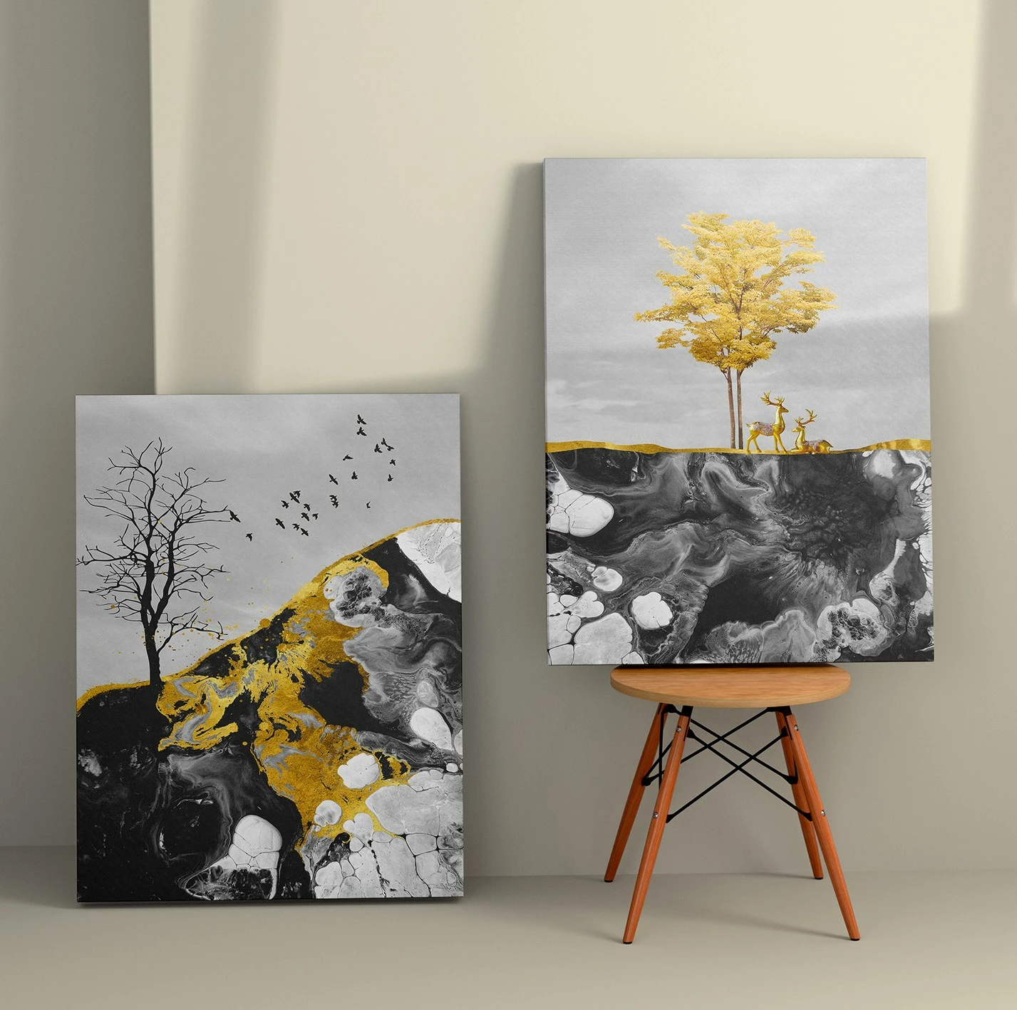 Piktura dekorative në kanavacë (2 copë), shumëngjyrëshe, Wallity, 50x70cm