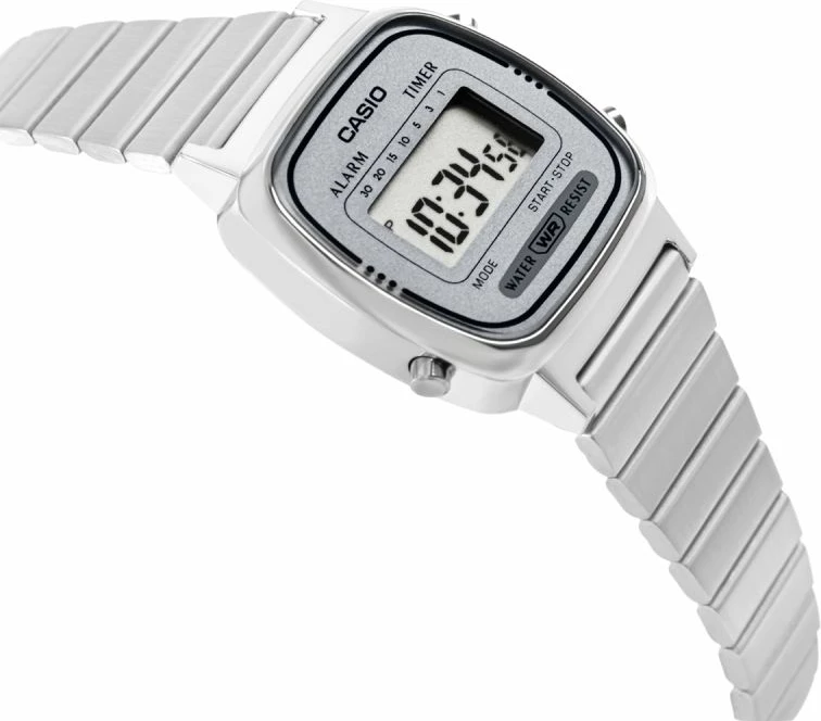 Orë dore digjitale femra CASIO LA670WEA-7EF, argjendtë, me kuti