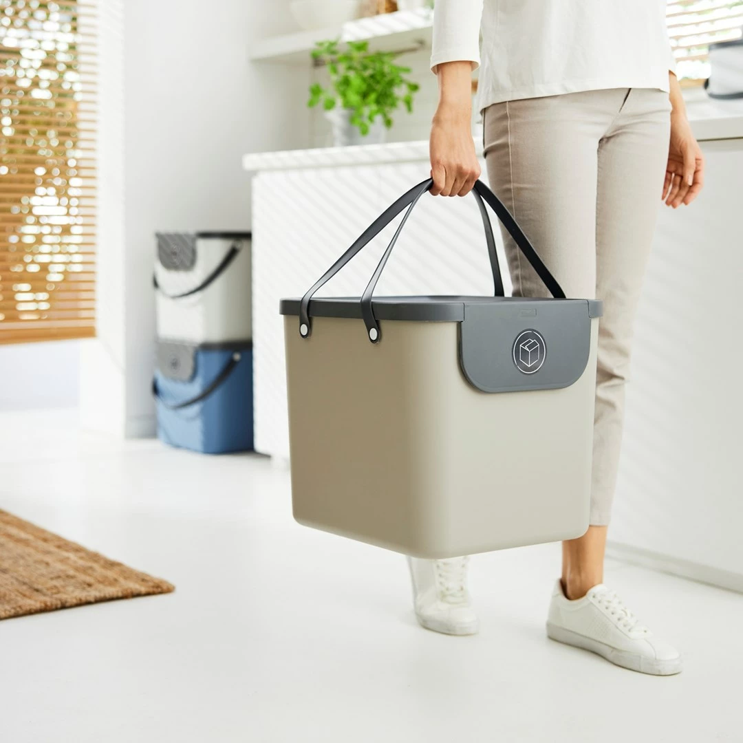 Kontejner për ndarje mbeturinash Rotho Albula, 40L, Cappuccino