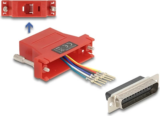 Adapter DeLOCK 67094, D-Sub 25 mashkull në RJ12, i kuq