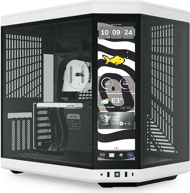 Kasë Gaming HYTE Y70 Touch Infinite Panda, ATX Midi Tower, ekran touch LCD, bardhë/zi