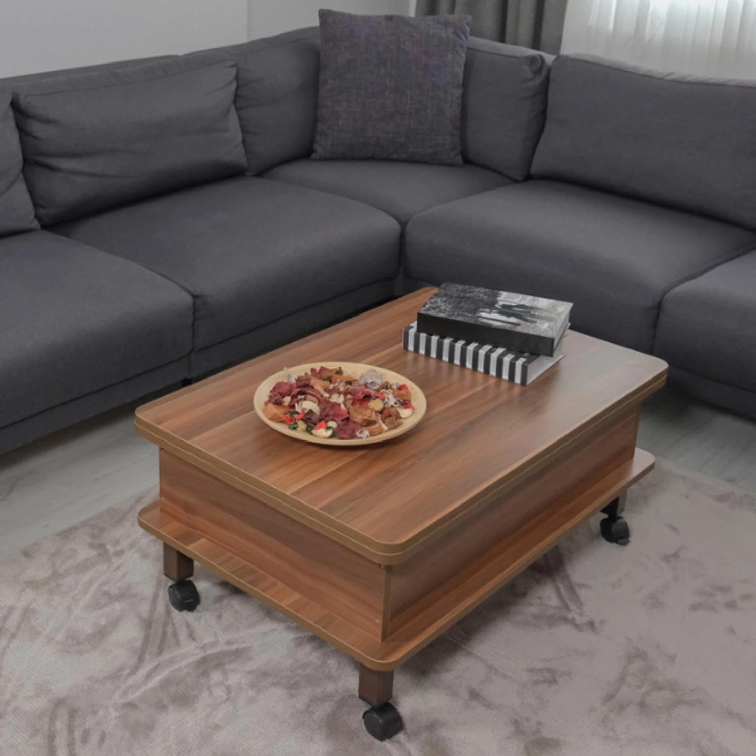Tavolinë kafeje Skye Decor, dy adt, ngjyrë arre