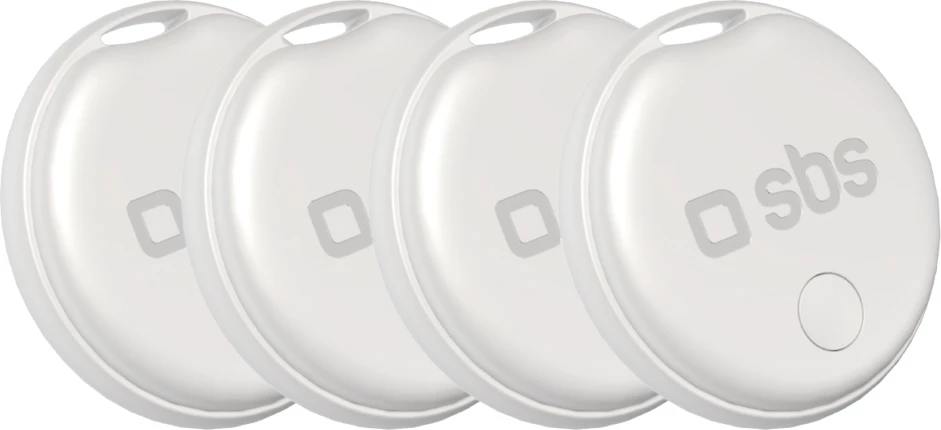 Lokator, SBS, Track My Circle, kompatibil me Apple Find My, alarm 90–100 dB, IP65, bateri CR2032, i bardhë, set 4 copë