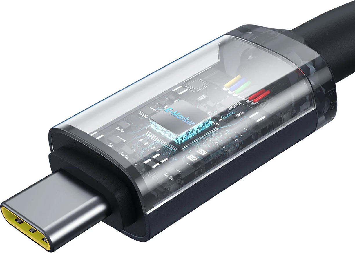 Kabllo USB-C në USB-C Baseus Crystal Shine CB000089, 1.5m, 100W, 20Gbps, e zezë