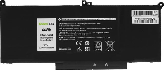 Bateri laptopi Green Cell për Dell Latitude 7280/7290/7380/7390/7480/7490, 5800mAh, LiPo, 7.6V, e zezë