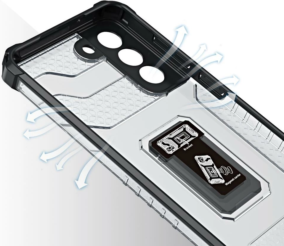 Mbështjellës Hurtel Crystal Ring Case për Samsung Galaxy S22+, me mbajtëse magnetike, Kuqe