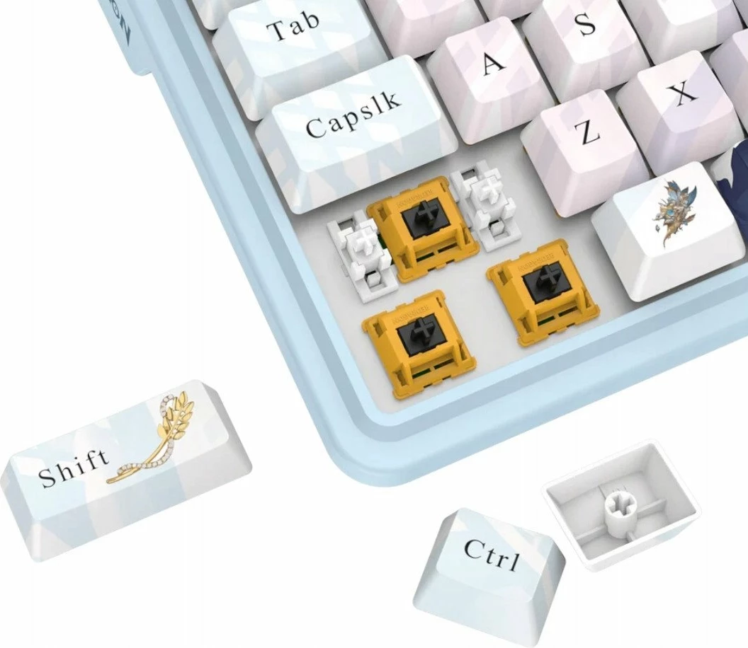 Tastierë mekanike gaming Redragon Antonium Pro K728AK-RGB-PRO 75% tri-mode RGB hot-swap Lion L (yellow) US layout 4000mAh blu-bardhë