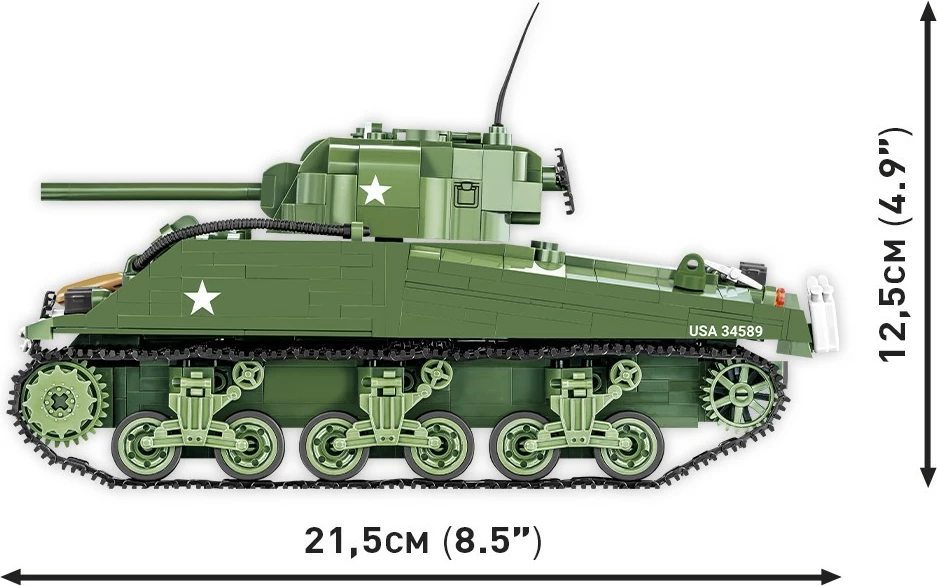Set lodrash ndërtimi Cobi Klocki 2570 M4A3 Sherman, 852 pjesë, jeshile