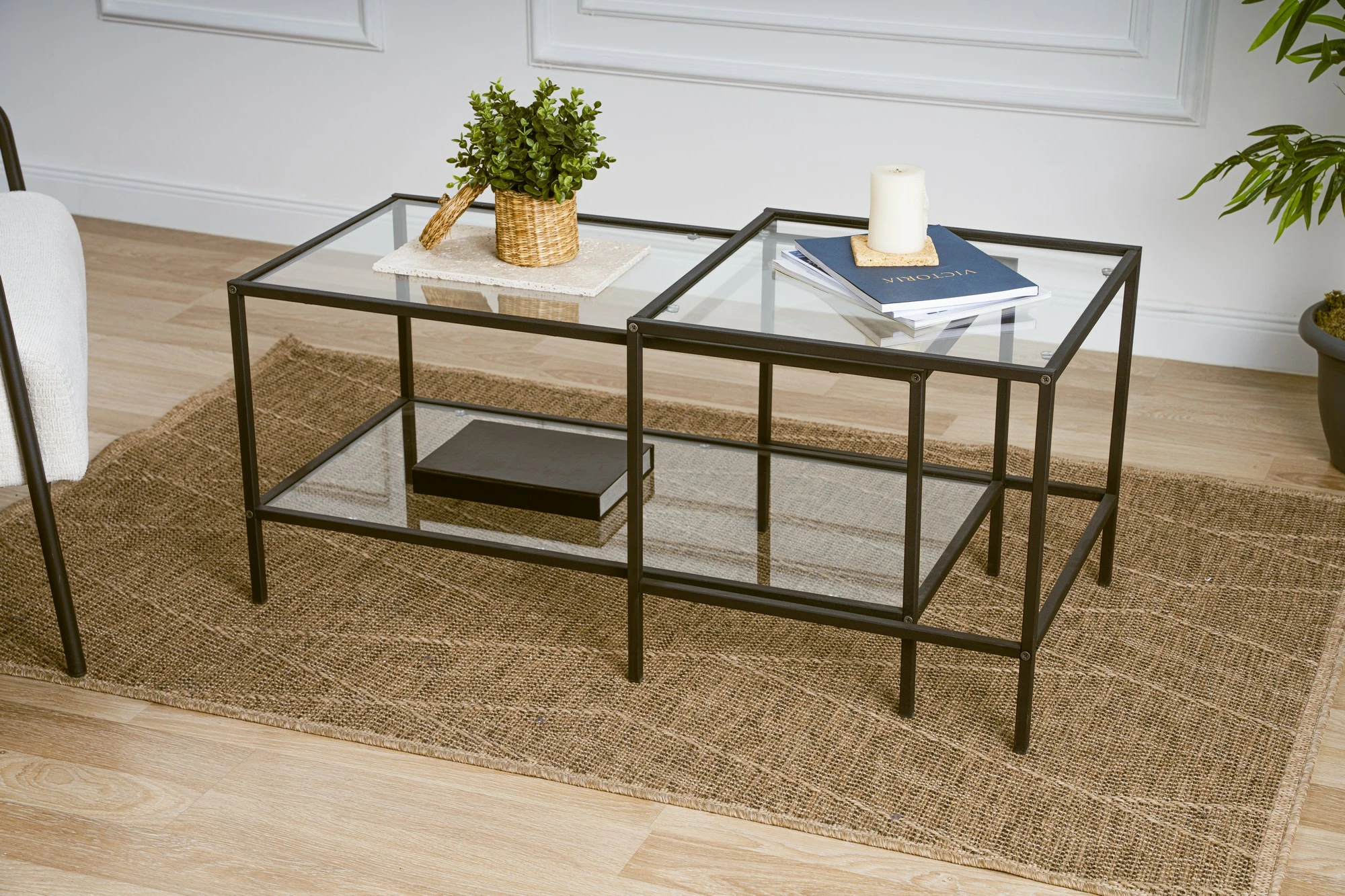 Set tavolinash kafeje Hanah Home, Sevay, e zezë