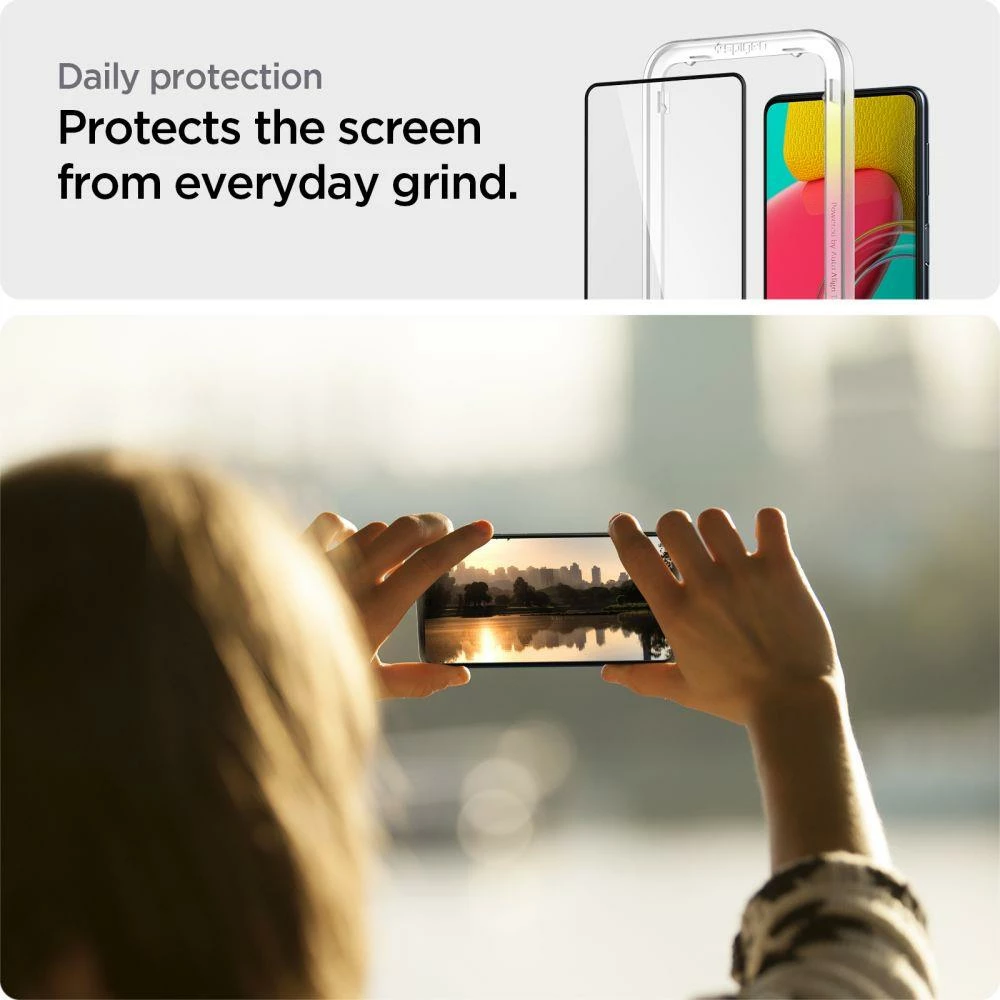 Xham i temperuar Spigen Glass FC AlignMaster për Samsung Galaxy M53 5G, i zi