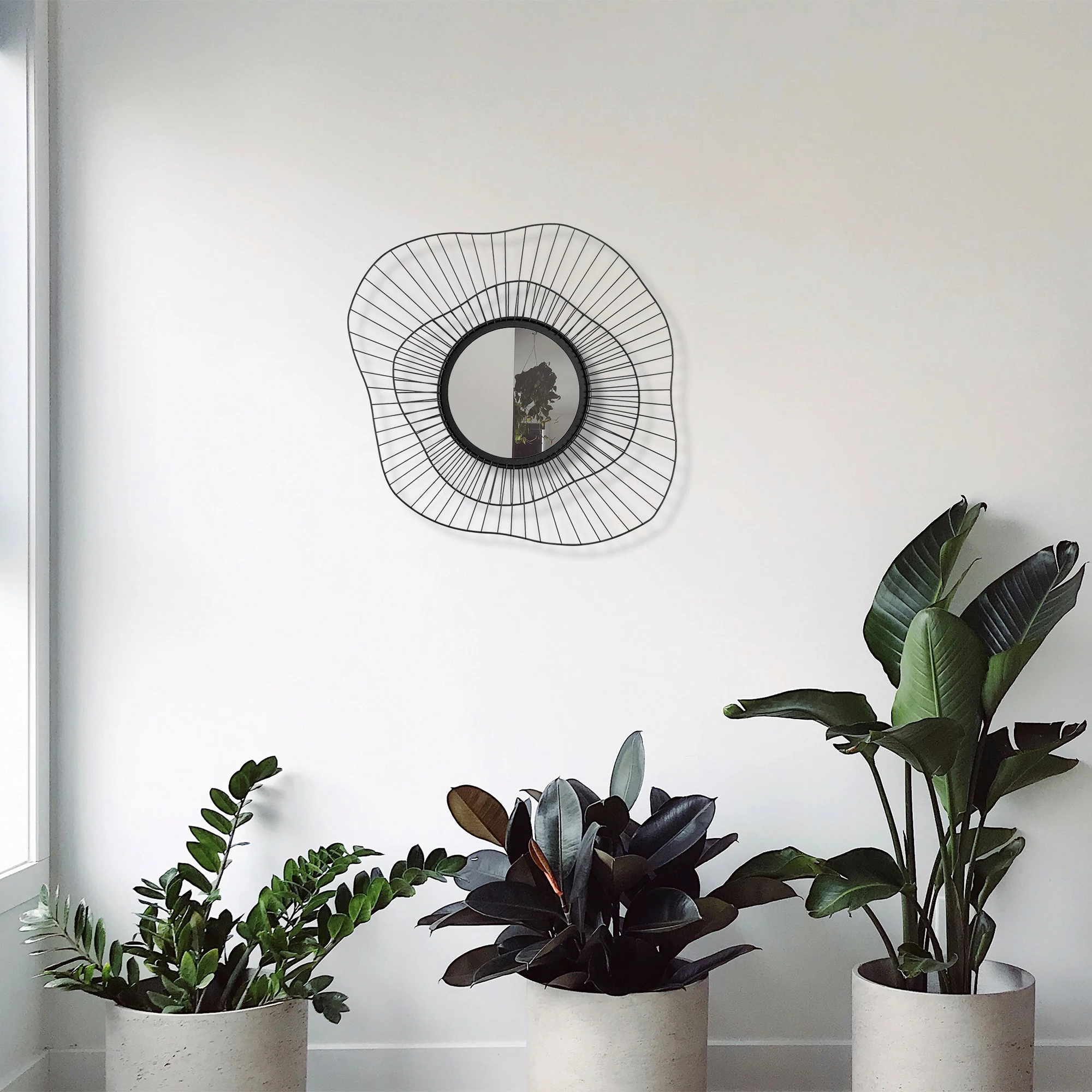 Pasqyrë dekorative Wallity, Euro Flora, WM-015, ngjyrë e zezë