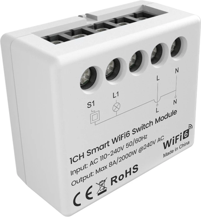 Modul switch smart Avatto WSM20-W1, Wi‑Fi 6, 1-kanal, matje energjie, 8A/2000W