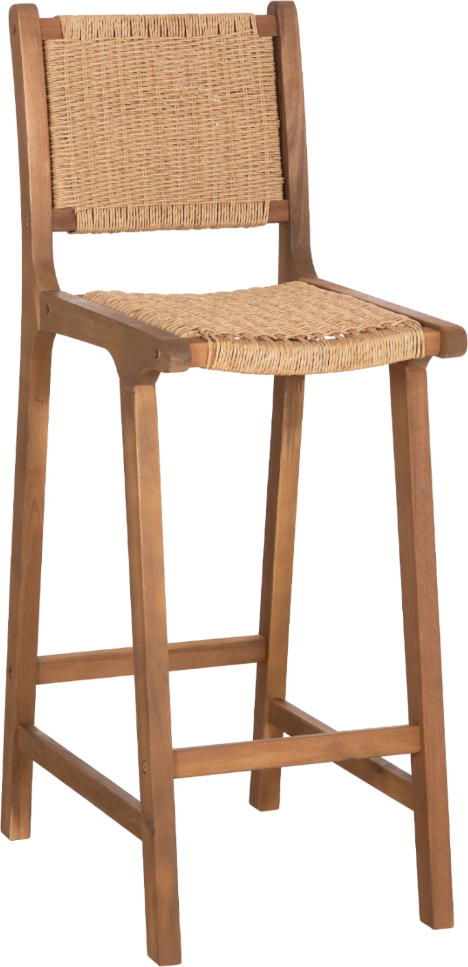 Karrige për bar me mbështetëse RUEN FH6515, dru akacie natyral, ratan twist, 40x56x112 cm