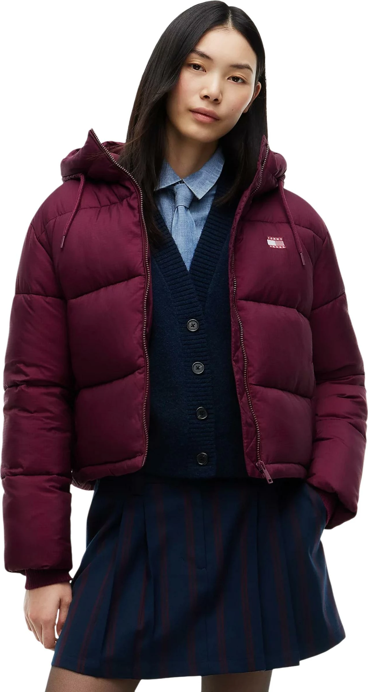 Jakne puffer për femra Tommy Hilfiger Jeans DW0DW21625, bordo