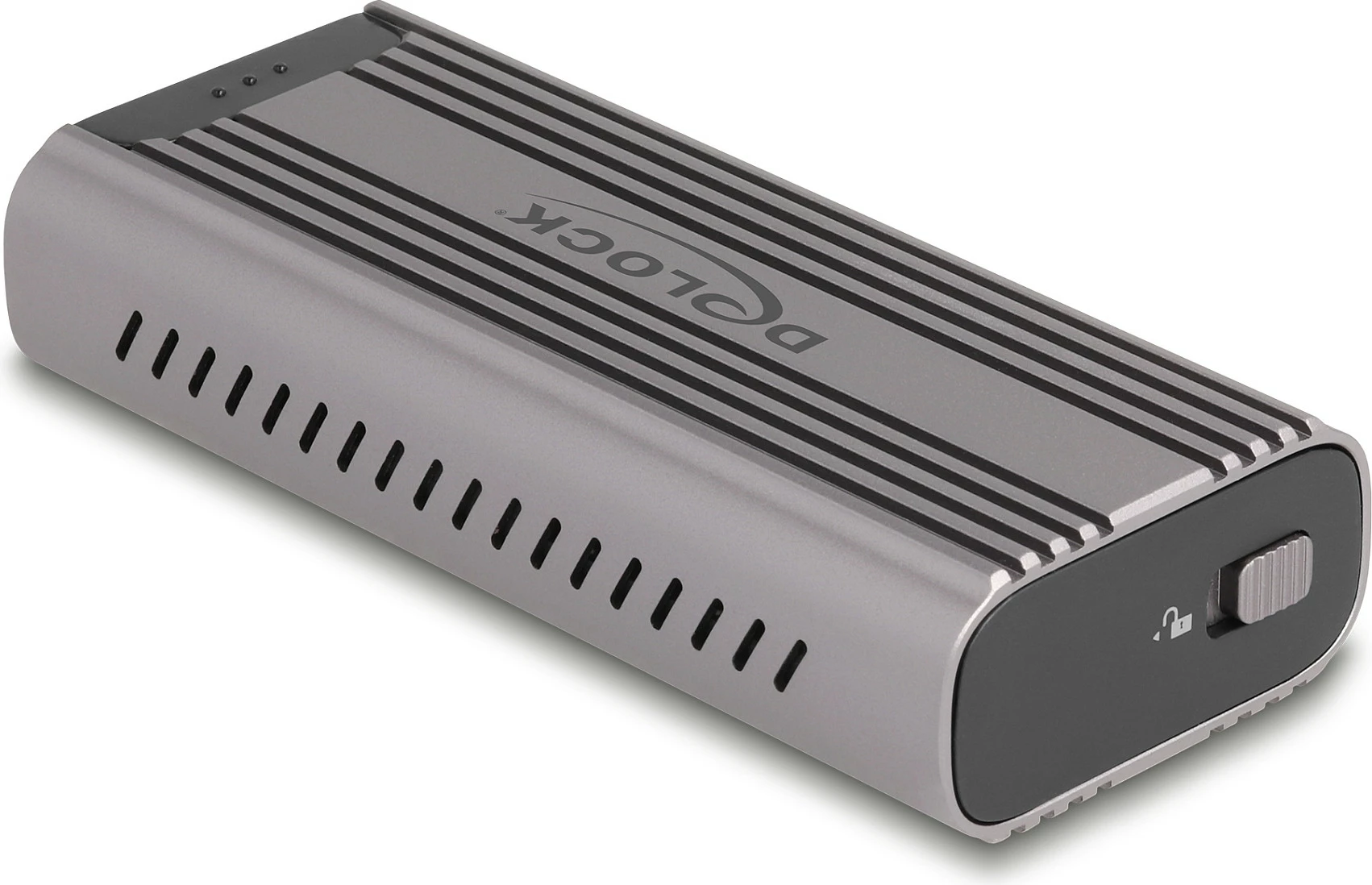 Kasë për SSD DeLOCK USB Type-C/USB4 40Gbps për M.2 NVMe (2242/2260/2280), e zezë/gri
