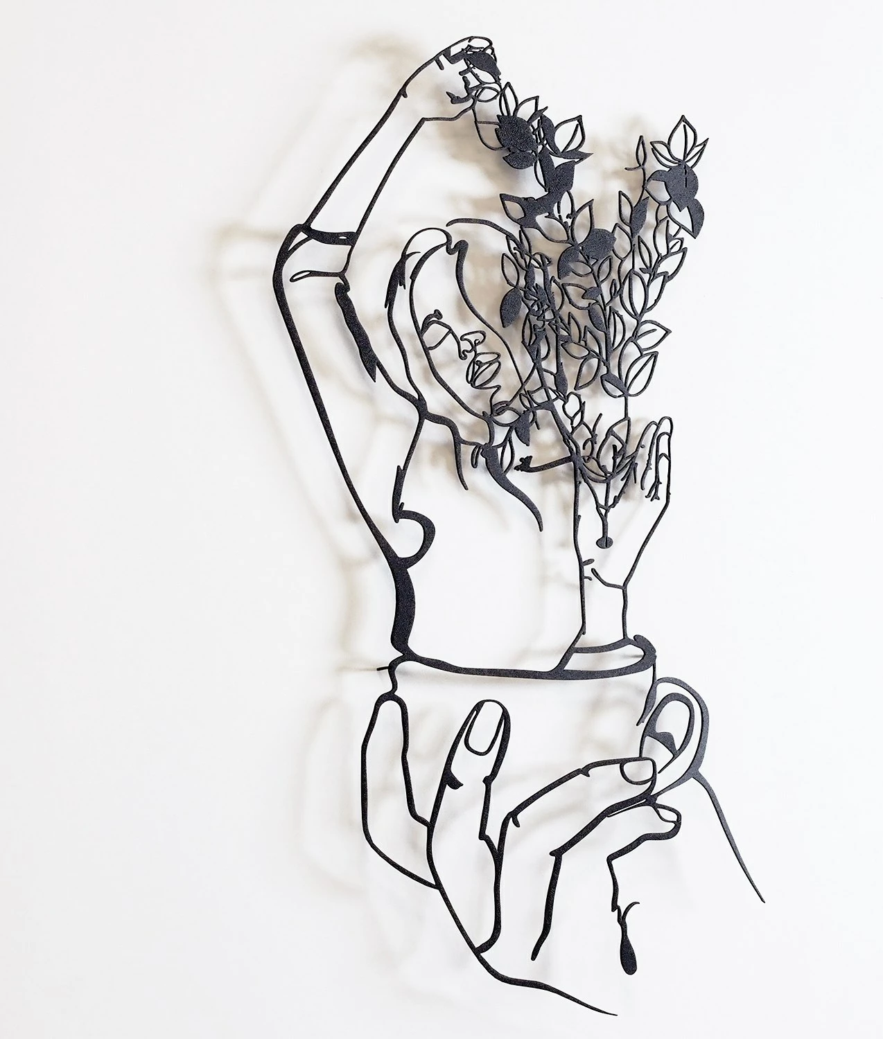 Aksesor dekorativ metalik për mur, Wallity, Coffee Girl Line Art, APT744 L