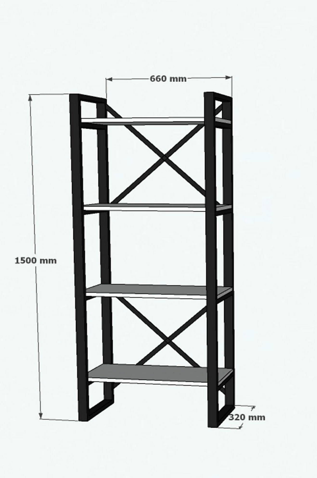Raft librash Hanah Home, Alaro modern, bardhë e zi, 66x150x32cm