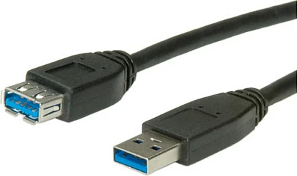 Kabllo USB ROLINE A-A 1.8m, USB 3.2 Gen 1, mashkull/femër, e zezë
