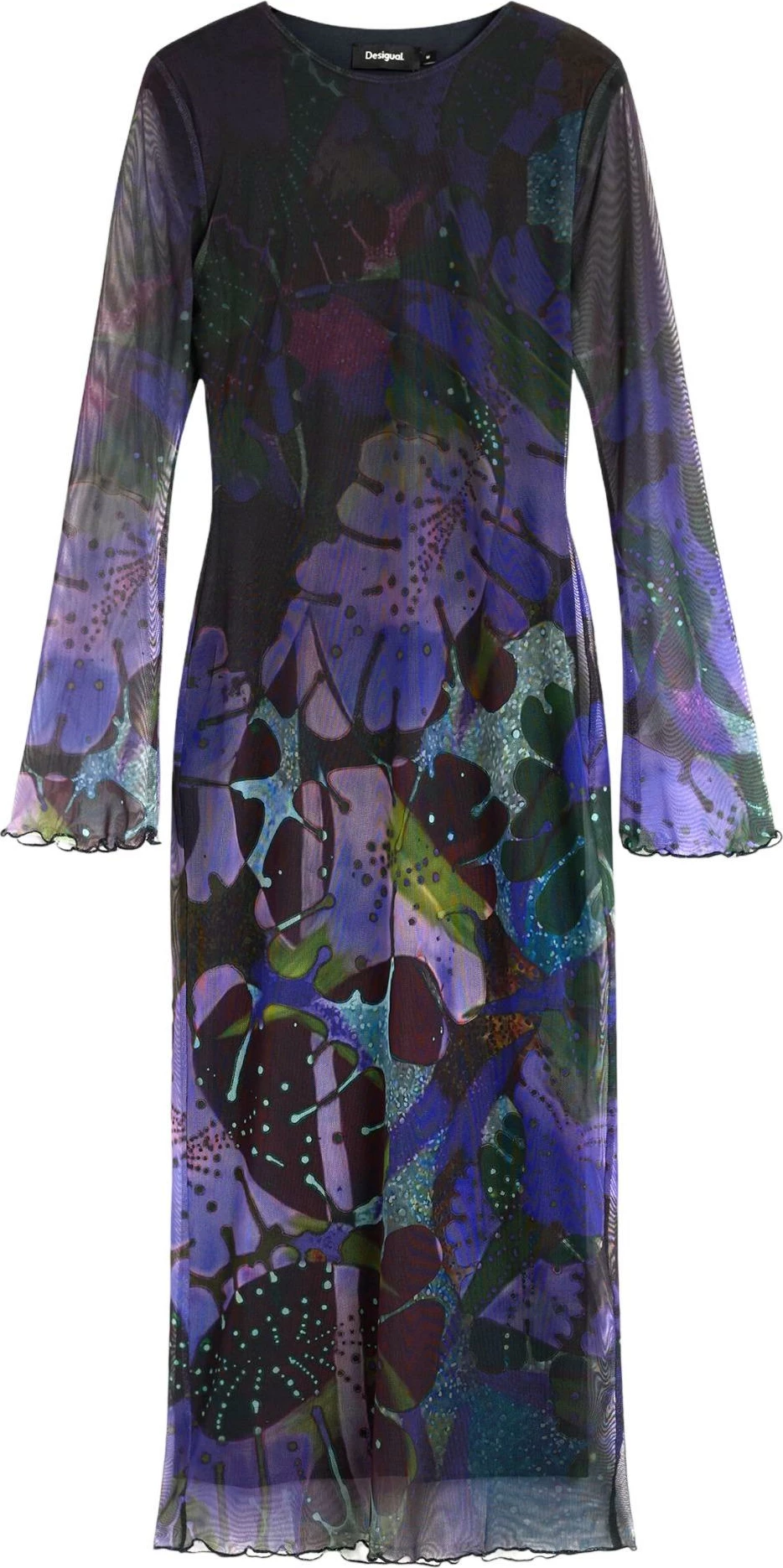 Fustan i gjatë Desigual VEST_LEAFS_LACROIX 26WWVK01 për femra, vjollcë [Madhësia: M]