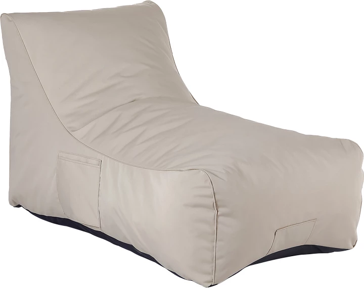 Pouf shezlong Otenda, material i papërshkueshëm nga uji, ngjyrë bezhë, 67x110x65cm