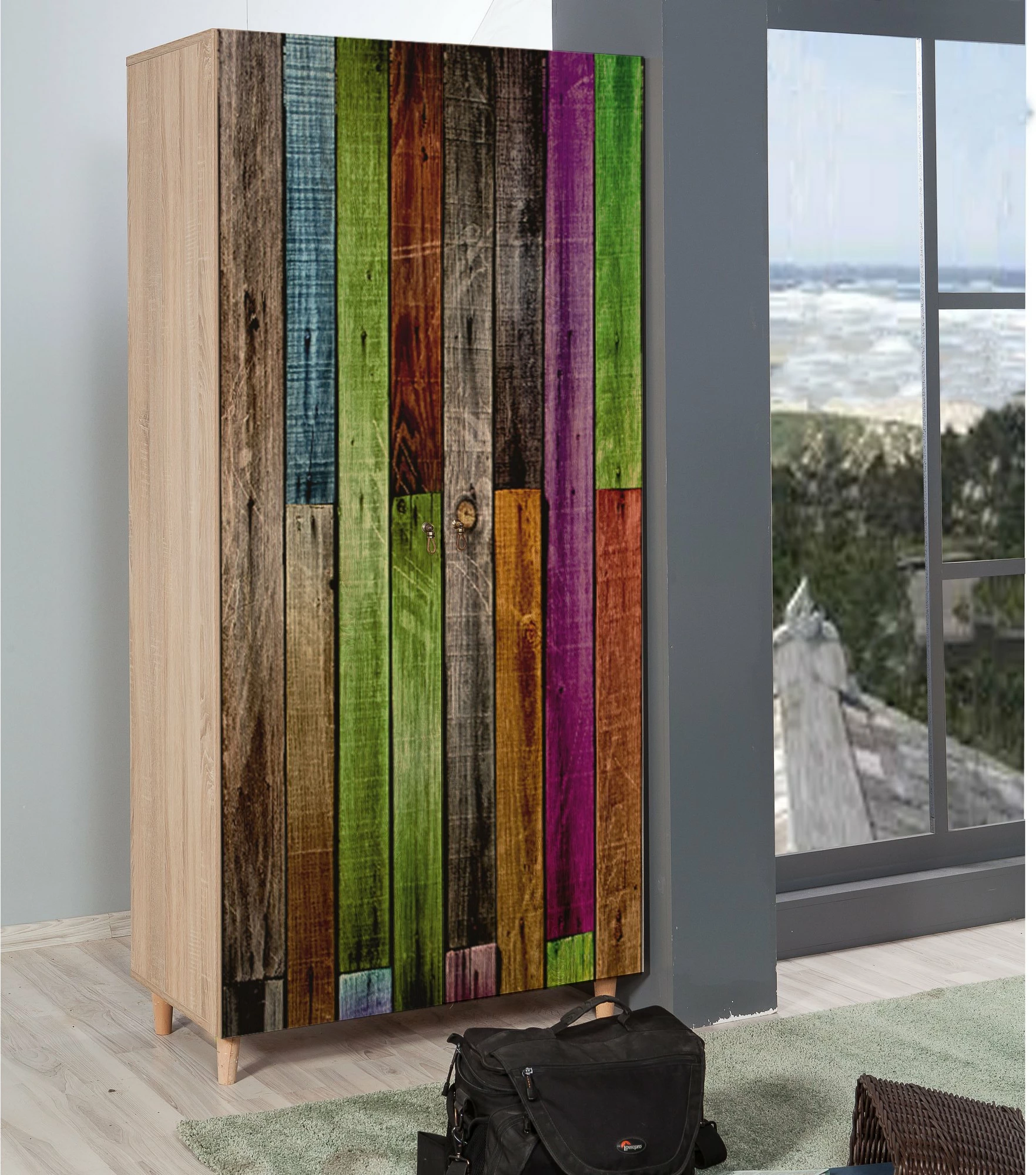 Dollap Hanah Home, Stil - 726, ngjyrë lisi Sonoma, me dizajn modern