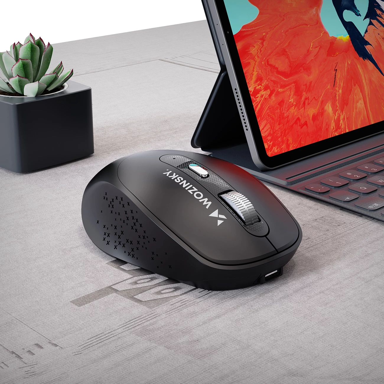 Maus wireless ergonomik, Wozinsky WMGK-1134, Bluetooth 5.1 + 2.4 GHz, 6 butona, DPI 800/1200/1600, bateri 500 mAh, i zi