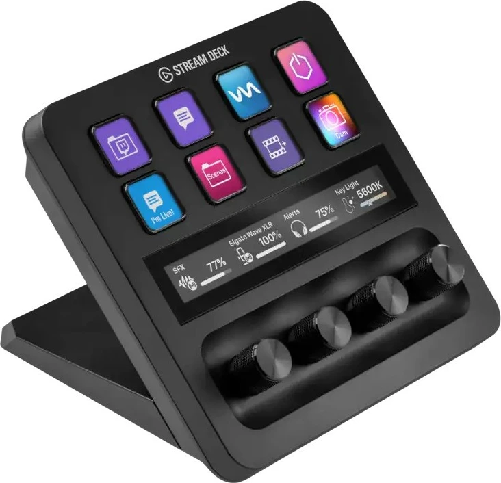 Kontrollues Stream Deck+ Elgato, 10GBD9901, për prodhim përmbajtjeje, i zi