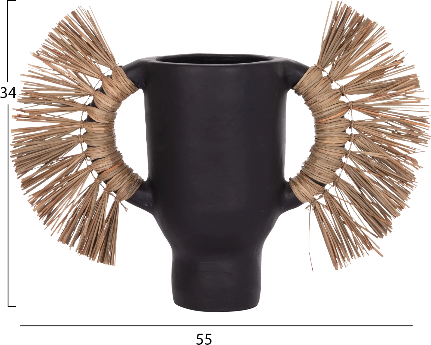 Vazo dekorative tavoline ALICA, terrakotë e zezë, bar i thatë, 55x19x34cm