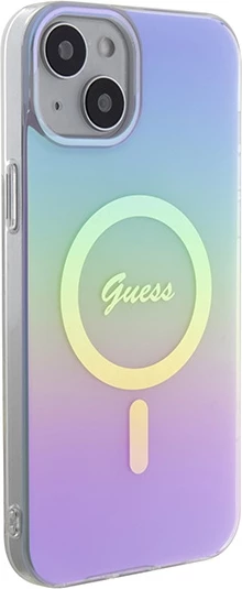 Mbështjellës Guess IML Iridescent MagSafe për iPhone 15 Plus, Violet