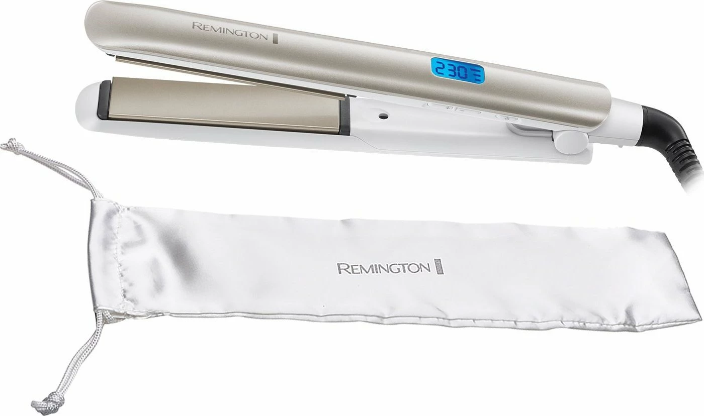 Drejtues flokësh Remington Hydraluxe S8901, 230°C, jonizim, pllaka qeramike, i bardhë, me qese ruajtjeje