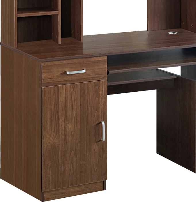 Tavolinë kompjuteri me bibliotekë Novelty, ngjyrë arre, 120x55x182cm