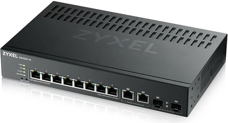 Switch i menaxhuar Zyxel GS2220-10-EU0101F, 8x GbE, 2x Combo, për rack, i zi
