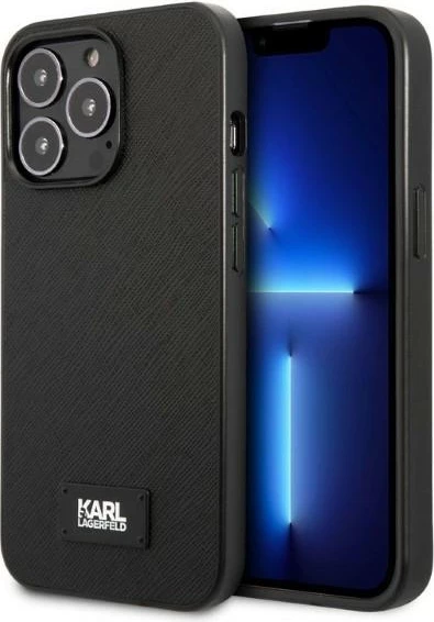 Mbështjellës Karl Lagerfeld KLHCP13XSFMP2K për iPhone 13 Pro Max 6.7", i fortë, lëkurë saffiano, i zi