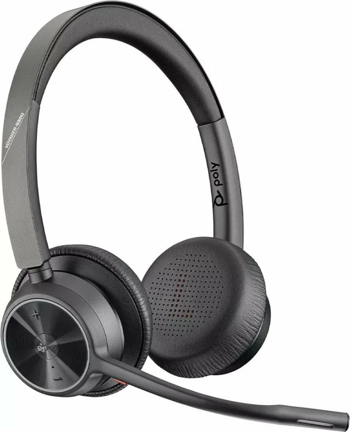 Kufje me mikrofon Poly Voyager 4320 UC (218475-01), Bluetooth/USB, wireless, dual-ear, zi