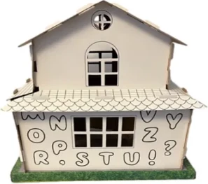 Shtëpi 3D prej druri për ndërtim dhe ngjyrosje Arnas Toys, 41x26x42 cm