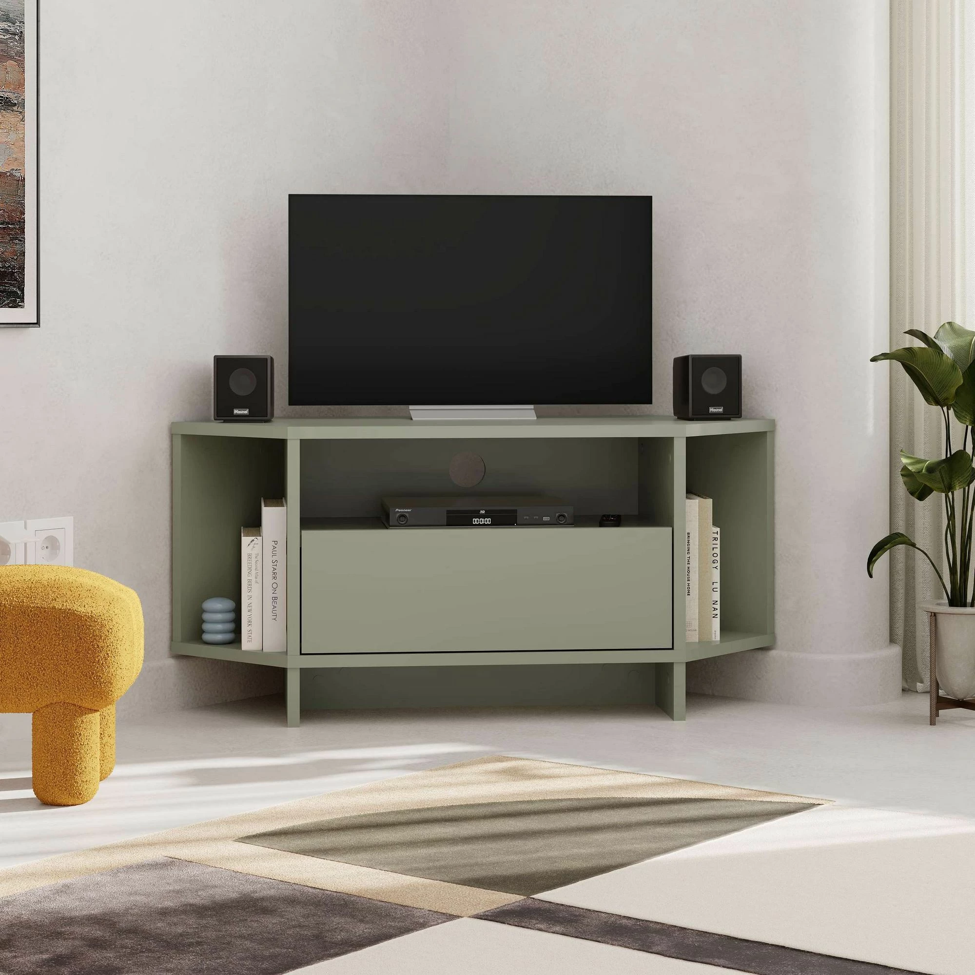 Komodë për TV, ngjyrë jeshile hiri, Skye Decor, Viva