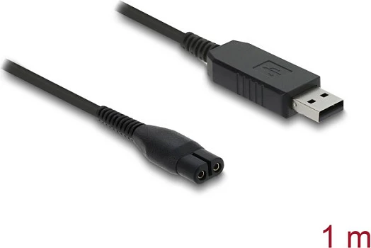 Kabllo karikimi USB DeLOCK për Philips OneBlade 360 Face + Body, USB-A në 2-pin, 1 m, e zezë