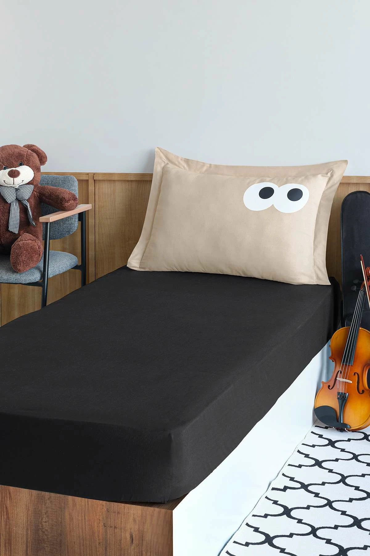 Set çarçafi për një person, L'Essentiel Linge de Maison, Funny, ngjyrë e zezë dhe kafe