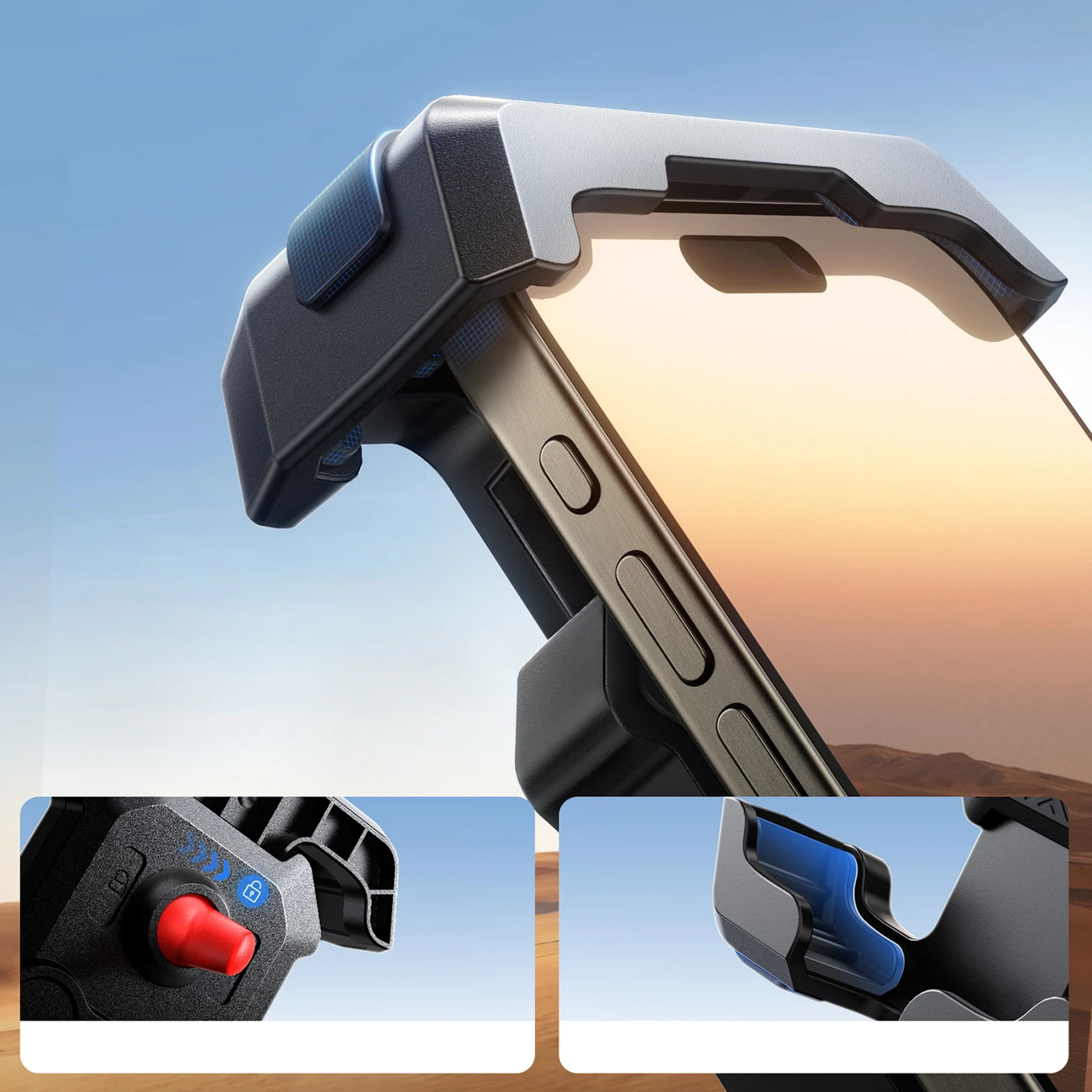 Mbajtës timoni për celular Joyroom JR-ZS428, shok-rezistent, rrotullim 360°, për biçikletë/motoçikletë/skuter, 4.7-7 inch, i zi