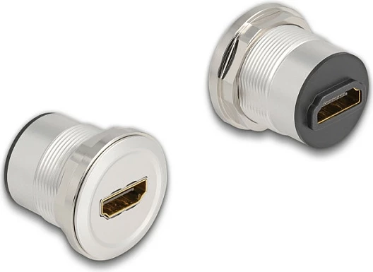 Adapter HDMI panel-mount DeLOCK Einbaubuchse, Femër-Femër, 8K 60Hz, Alumin, Zi/Argjendtë