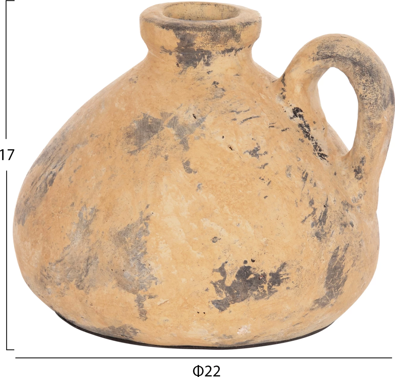Vazo dekorative tavoline VERMO, terrakotë, bezhë e fërkuar, Φ22x17Hcm
