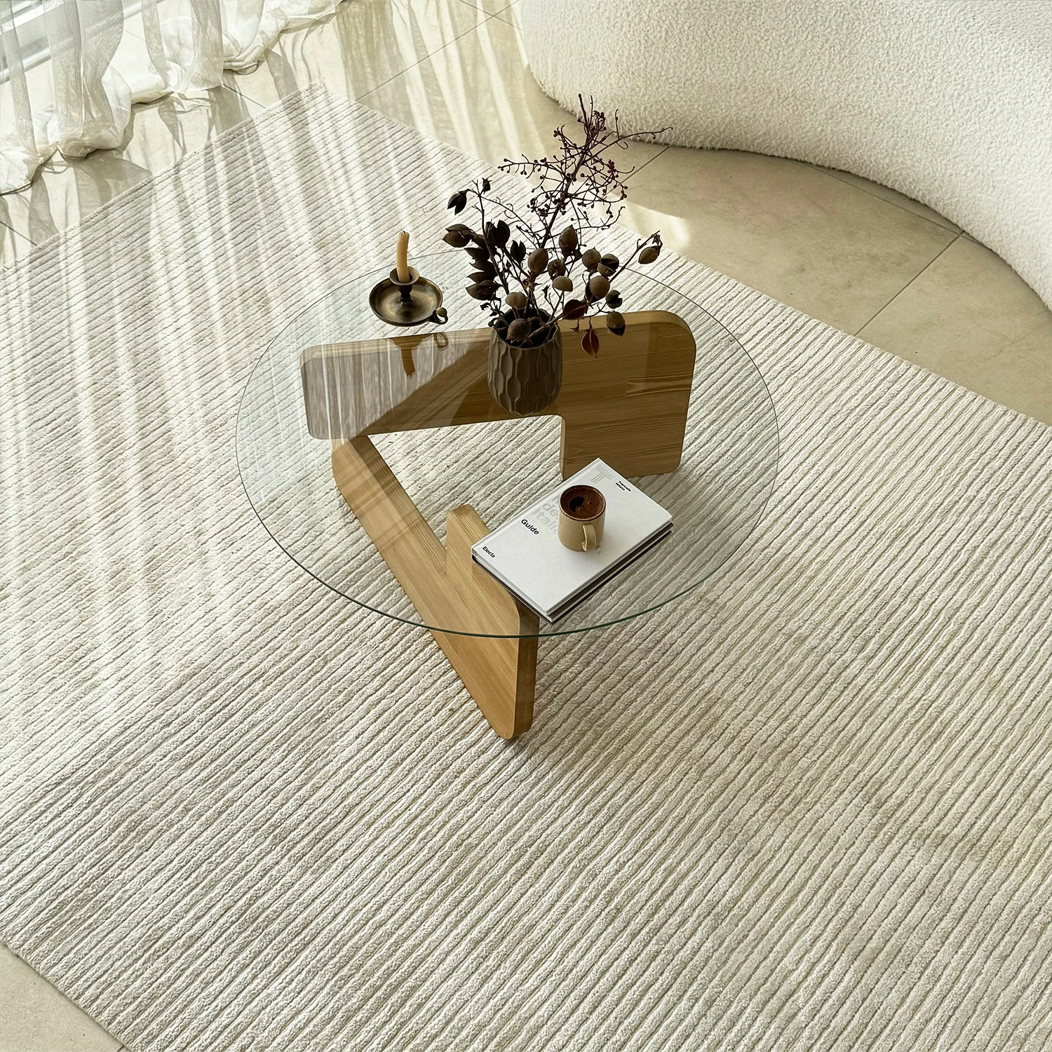 Tavolinë kafeje Hanah Home, Mia, ngjyrë lisi, transparente