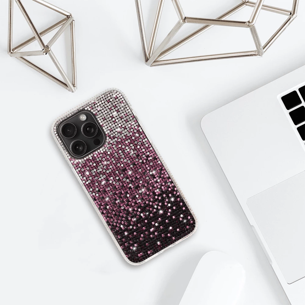 Mbështjellës silikoni ONASI Star Light MPN 19272 për Samsung Galaxy A15 5G, PC+TPU, me glitter dhe gurë dekorativë, rozë