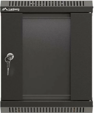 Kabinet RACK montim muri, Lanberg WF11-3306-10B, 10", 6U, 300x300 mm, derë xhami, IP20, ngjyrë e zezë
