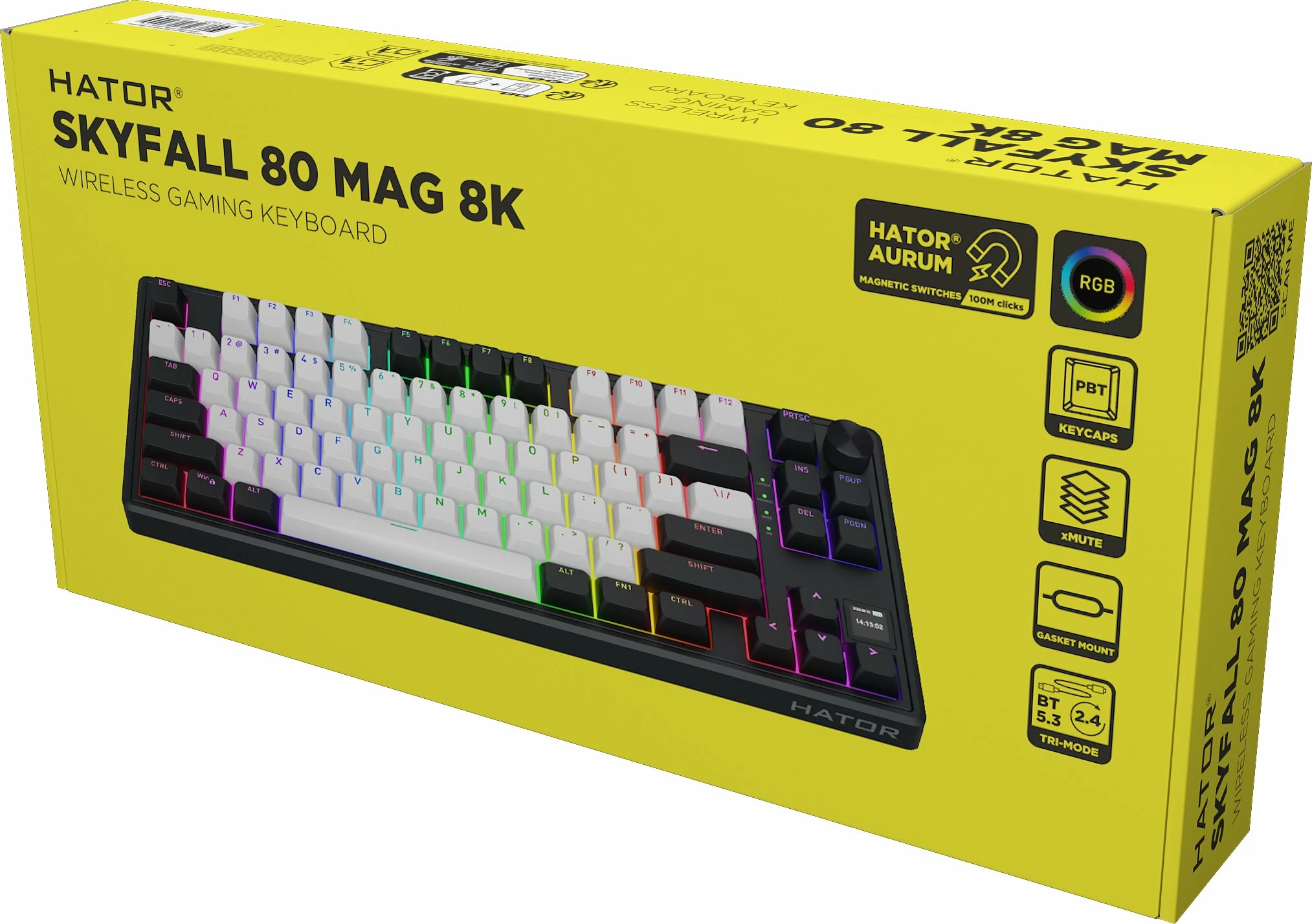Tastierë gaming Hator Skyfall 80 Mag Ultima 8K Wireless (HTK3880), TKL 80%, switch magnetik Aurum Ice, RGB, US layout, e bardhë 7