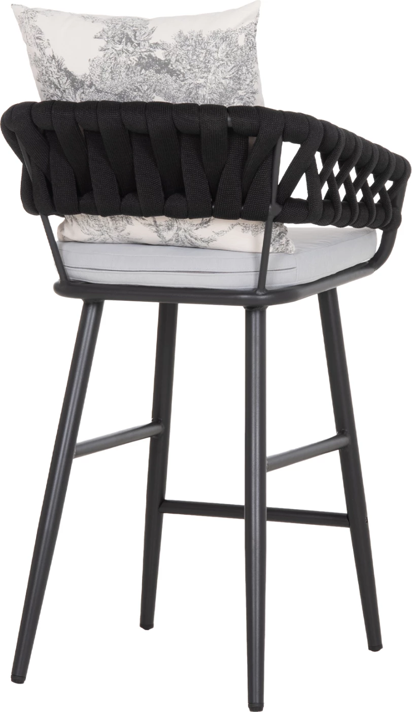 Karrige për bar alumini Camden, antracit e errët, me jastëkë, 56x60x108 cm, set 2 copë