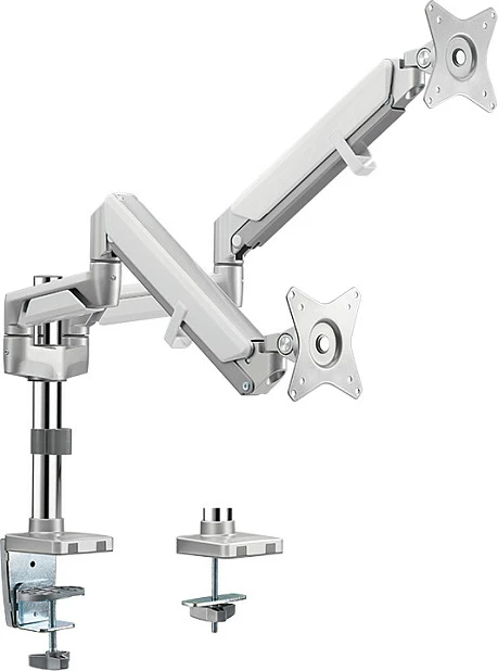Mbajtëse dy monitorë LogiLink, 17"-32", alumini, gas spring, me shtyllë, argjendtë